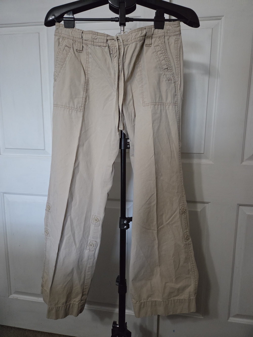 VTG Y2K Old Navy Utility Cargo Pants Tan Low Waist Parachute Grunge Style 10